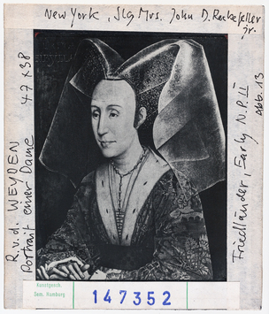 Vorschaubild Rogier van der Weyden: Bildnis einer Dame. New York, Sammlung Mrs. John D. Rockefeller jr. 